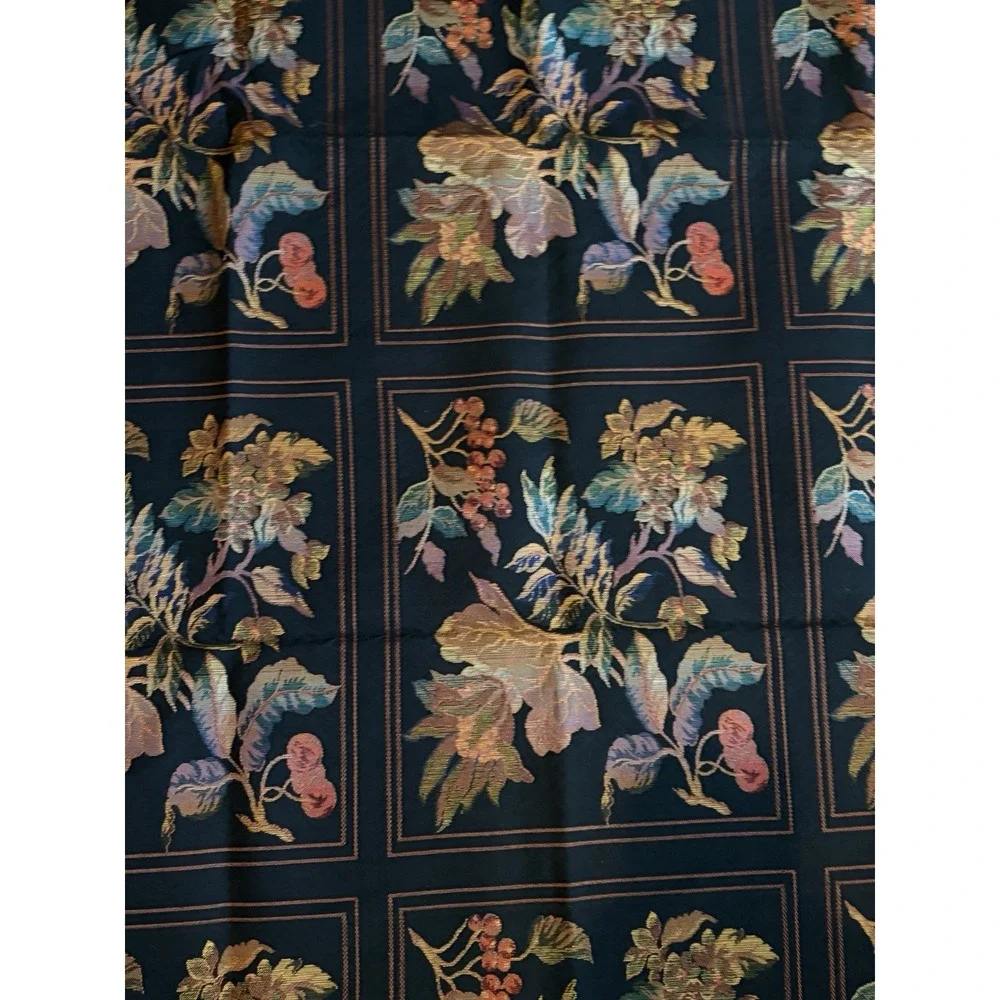 Vintage Tapestry Upholstery Fabric Black Floral Jacquard Panels 35x56